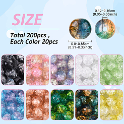 200Pcs 10 Colors Crackle Glass Beads&nbsp;CCG-YW0001-23