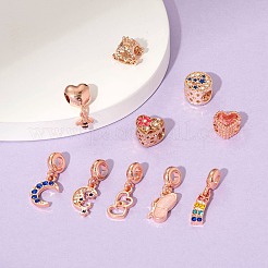 10Pcs 10 Styles Alloy Rhinestone European Dangle Large Hole Beads and Pendants&nbsp;MPDL-FS0001-01RG