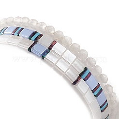 3Pcs 3 Style Glass Seed Rectangle Tile Stretch Bracelets Set&nbsp;BJEW-JB09038