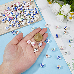 45Pcs 9 Colors Handmade Printed Porcelain Beads&nbsp;PORC-HS0001-12