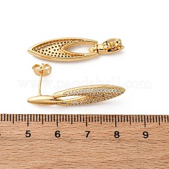 Brass Clear Cubic Zirconia Dangle Stud Earrings&nbsp;EJEW-Q042-01B-G