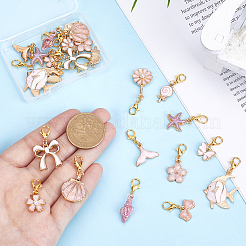 24Pcs 12 Styles Pink Color Theme Mixed Shapes Alloy Enamel Pendant Decorations&nbsp;HJEW-PH02311