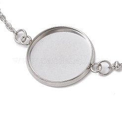 5Pcs 5 Styles 304 Stainless Steel Round Cabochon Setting Bracelets&nbsp;BJEW-JB11093-02