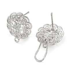 Hollow Butterfly Brass Micro Pave Cubic Zirconia Stud Earrings Finding&nbsp;KK-E083-15P