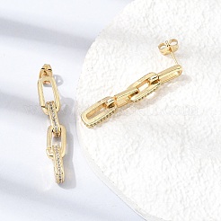 Brass Micro Pave Cubic Zirconia Stud Earrings&nbsp;KK-CBA5B62-02G