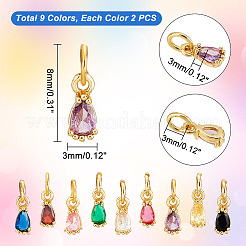 18Pcs 9 Colors  Brass Pave Cubic Zirconia Charms&nbsp;KK-GA0001-31