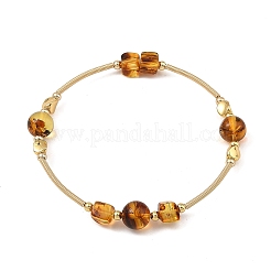 Natural Amber Round Beads Bangles&nbsp;BJEW-JB14500