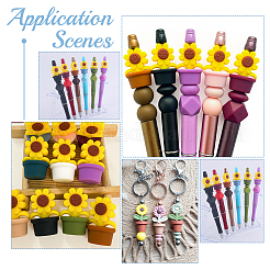 18Pcs 18 Style Leaf Pot and Flower Food Grade Eco-Friendly Silicone Beads&nbsp;SIL-GO0001-15