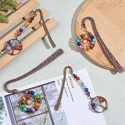 4Pcs 2 Style Gemstone Beaded Bookmarks&nbsp;AJEW-SZ0002-31