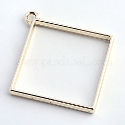 Rack Plating Alloy Rhombus Open Back Bezel Pendants&nbsp;PALLOY-S047-22E-FF