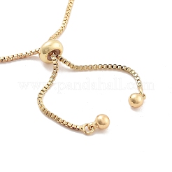 Brass Pave Clear Cubic Zirconia Rectangle Box Chain Slider Bracelets&nbsp;LS-BJEW-B094-05A-G
