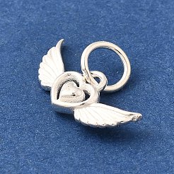 925 Sterling Silver Angel Wings Heart Charms&nbsp;STER-L066-04S