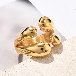 304 Stainless Steel Teardrop Cuff Rings&nbsp;RJEW-Q012-04G