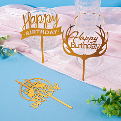 3Pcs 3 Styles Acrylic Cake Toppers&nbsp;FIND-TA0010-38B