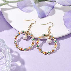 Golden 304 Stainless Steel Ring Dangle Earrings&nbsp;EJEW-MZ00126