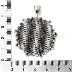 Tibetan Style Flower Alloy Round Pendant Cabochon Settings&nbsp;TIBEP-Q055-09AS-RS
