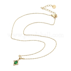 304 Stainless Steel Green Cubic Zirconia Pendant Necklaces for Women&nbsp;NJEW-C078-01E-G