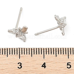 Brass Micro Pave Clear Cubic Zirconia Stud Earrings&nbsp;EJEW-R016-26P-11