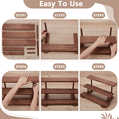 3-Tier Wood Jewelry Display Card Display Riser Stands&nbsp;ODIS-WH0086-104B