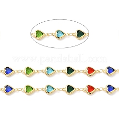 Heart Handmade Brass Glass Link Chains&nbsp;CHC-M024-04G-04