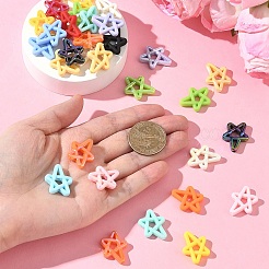40Pcs 2 Styles Rubberized Style Opaque Acrylic Beads&nbsp;OACR-YW0004-45