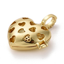 Brass Micro Pave Clear Cubic Zirconia Diffuser Locket Pendants&nbsp;ZIRC-E165-15G