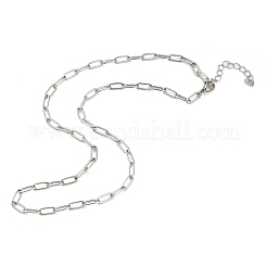 304 Stainless Steel Paperclip Chain Necklaces for Women Men&nbsp;NJEW-G161-01P