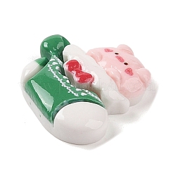 Animal Christmas Socking Theme Opaque Resin Decoden Cabochons&nbsp;RESI-S397-03F