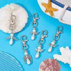 Angel Alloy & Glass Pearl Beads Pendants Decorations&nbsp;HJEW-JM01103
