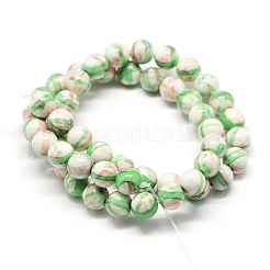 Dyed Round Synthetic Gemstone Ocean White Jade Beads Strands&nbsp;G-F085-10mm-05