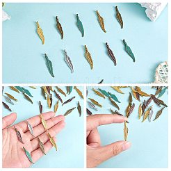 180Pcs 6 Styles Alloy Pendant Feather Pendant DIY Vintage Jewelry Accessories&nbsp;JX562A