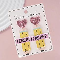 Teachers' Day Printed Acrylic Stud Dangle Earrings for Women&nbsp;WGAB7A7-03