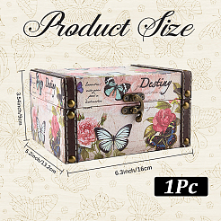 Vintage Butterlfy Printed Wooden Jewelry Boxes&nbsp;OBOX-WH20002-002AB