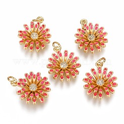 Brass Micro Pave Clear Cubic Zirconia Pendants&nbsp;ZIRC-B002-34G