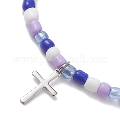 Adjustable Glass Beaded Charm Bracelets&nbsp;BJEW-JB13287