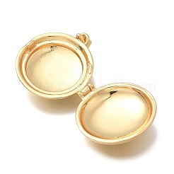 Brass Flat Round Locket Pendants&nbsp;KK-D431-028B-G