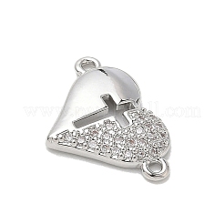Brass Micro Pave Clear Cubic Zirconia Connector Charms&nbsp;KK-E796-05P