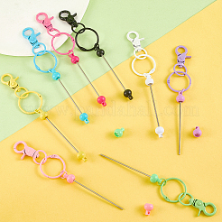 16Pcs 8 Colors Alloy & Plastic Bar Pendant Keychains&nbsp;FIND-SC0017-21