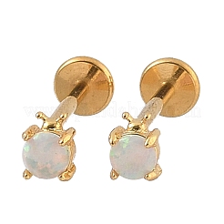 304 Stainless Steel Synthetic Opal Stud Earrings&nbsp;EJEW-B143-01G-01