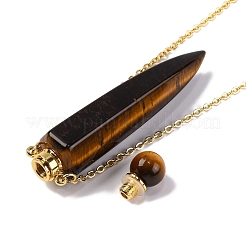 Natural Obsidian Bullet Shaped Perfume Bottle Pendant Necklaces&nbsp;G-B089-02G-05