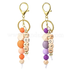 ABS Plastic & Wood & Silicone Keychain&nbsp;KEYC-YW00253-01