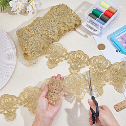 10 Yards Polyester Flower Lace Ribbon&nbsp;OCOR-WH0101-186