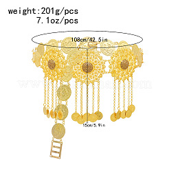 Alloy Light Colorado Topaz Rhinestone Flower Coin Tassel Waist Belly Chains for Beach Bikini&nbsp;FS-WG0FCE9-01