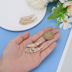 2Pcs Angel Wings Zinc Alloy Rhinestone Brooches for Backpack Clothes Wedding Party&nbsp;JEWB-WR0001-12G