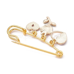 3Pcs 3 Style Valentine's Day Heart/Rose Alloy Enamel Charms Safety Pin Brooch&nbsp;JEWB-BR00134