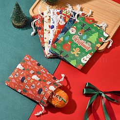 12Pcs 6 Styles Christmas Theme Cloth Printed Storage Bags&nbsp;ABAG-FS0001-09