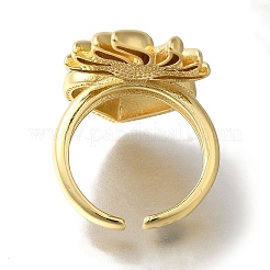 Rack Plating Brass Clear Cubic Zirconia Open Cuff Rings&nbsp;RJEW-S411-01G-04