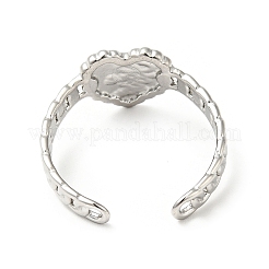 Non-Tarnish 304 Stainless Steel Heart with Word Love You Open Cuff Ring for Women&nbsp;RJEW-I085-06P