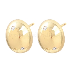 Oval Brass Micro Pave Cubic Zirconia Stud Earrings&nbsp;EJEW-Z164-17G-01