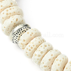Natural Dyed Lava Rock Flat Round Beaded Stretch Bracelets for Men&nbsp;BJEW-JB09714-01